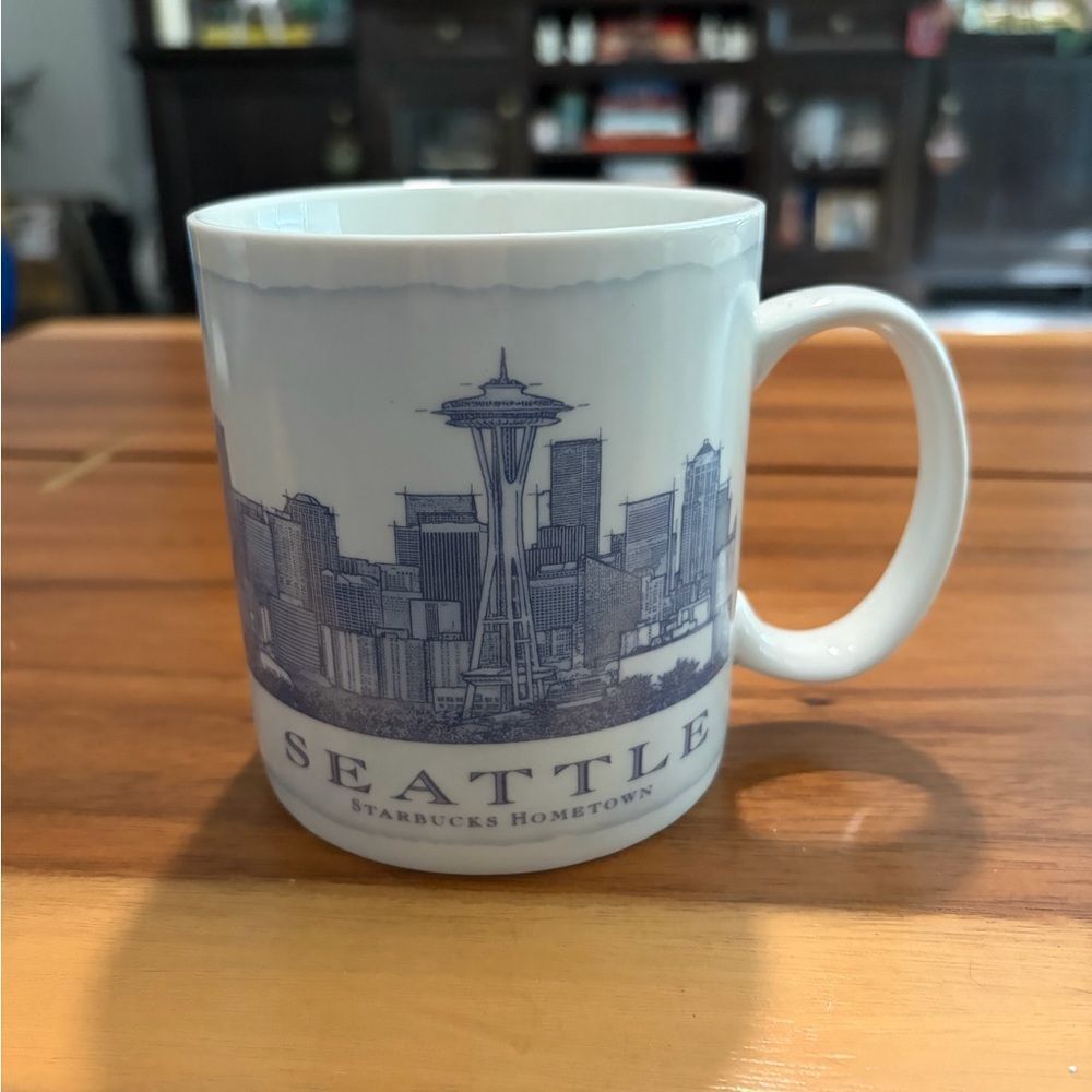 Starbucks Seattle Hometown Mug - White and Blue 18 Oz.